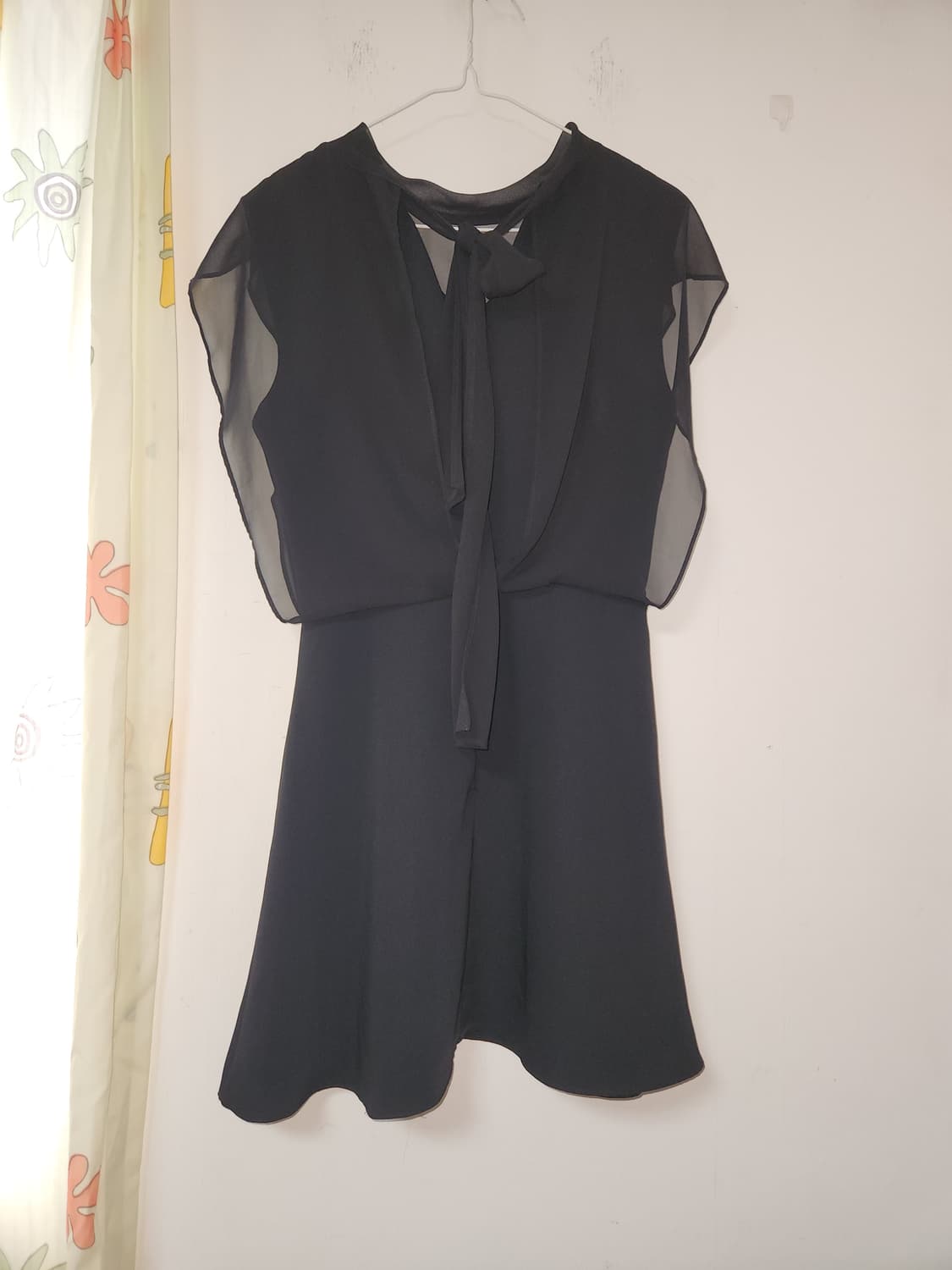 블랙 쉬폰 레이어드 플레어 미니 원피스 S 상품이미지2