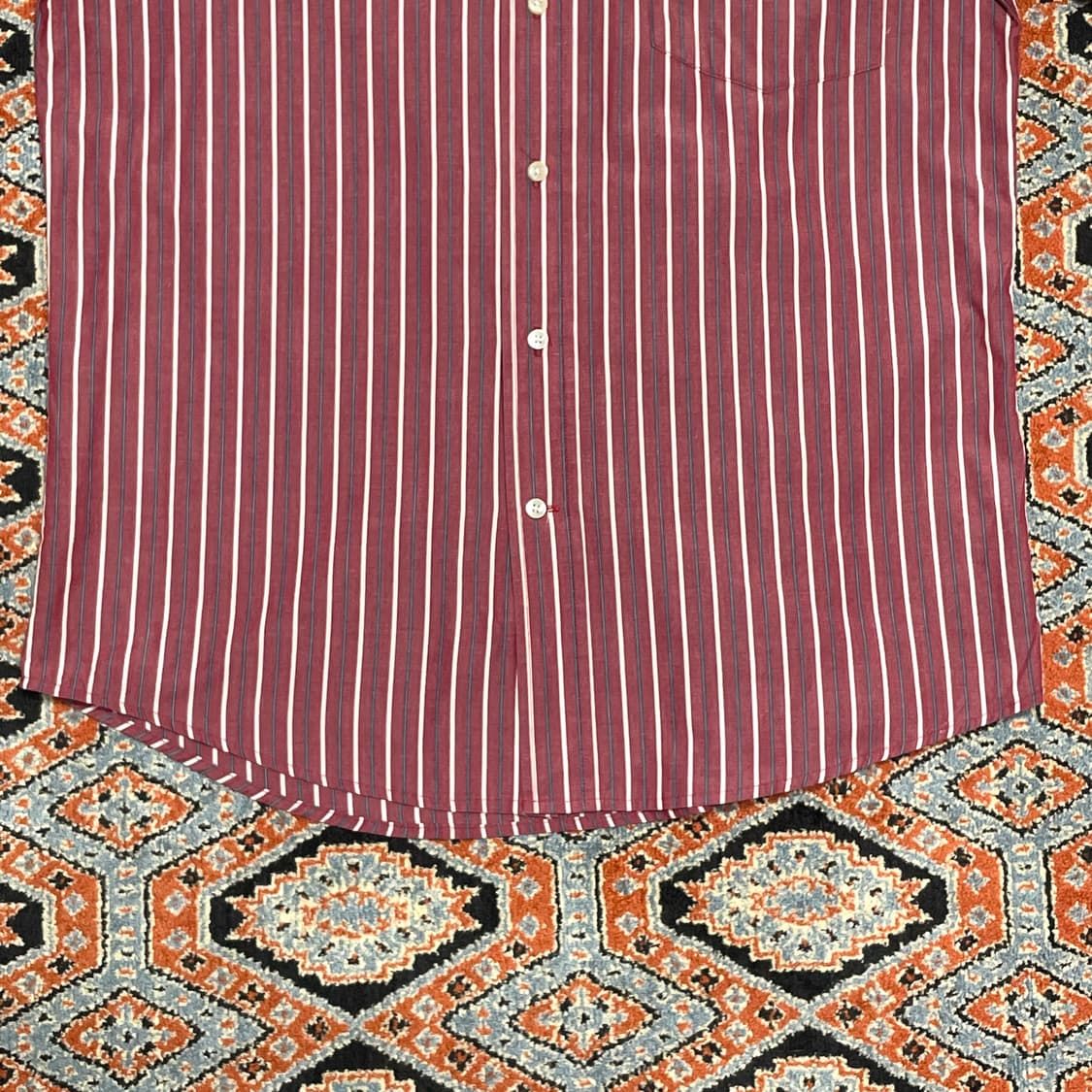 타미힐피거 레드 세로 스트라이프 반팔셔츠 남성M 상품이미지3