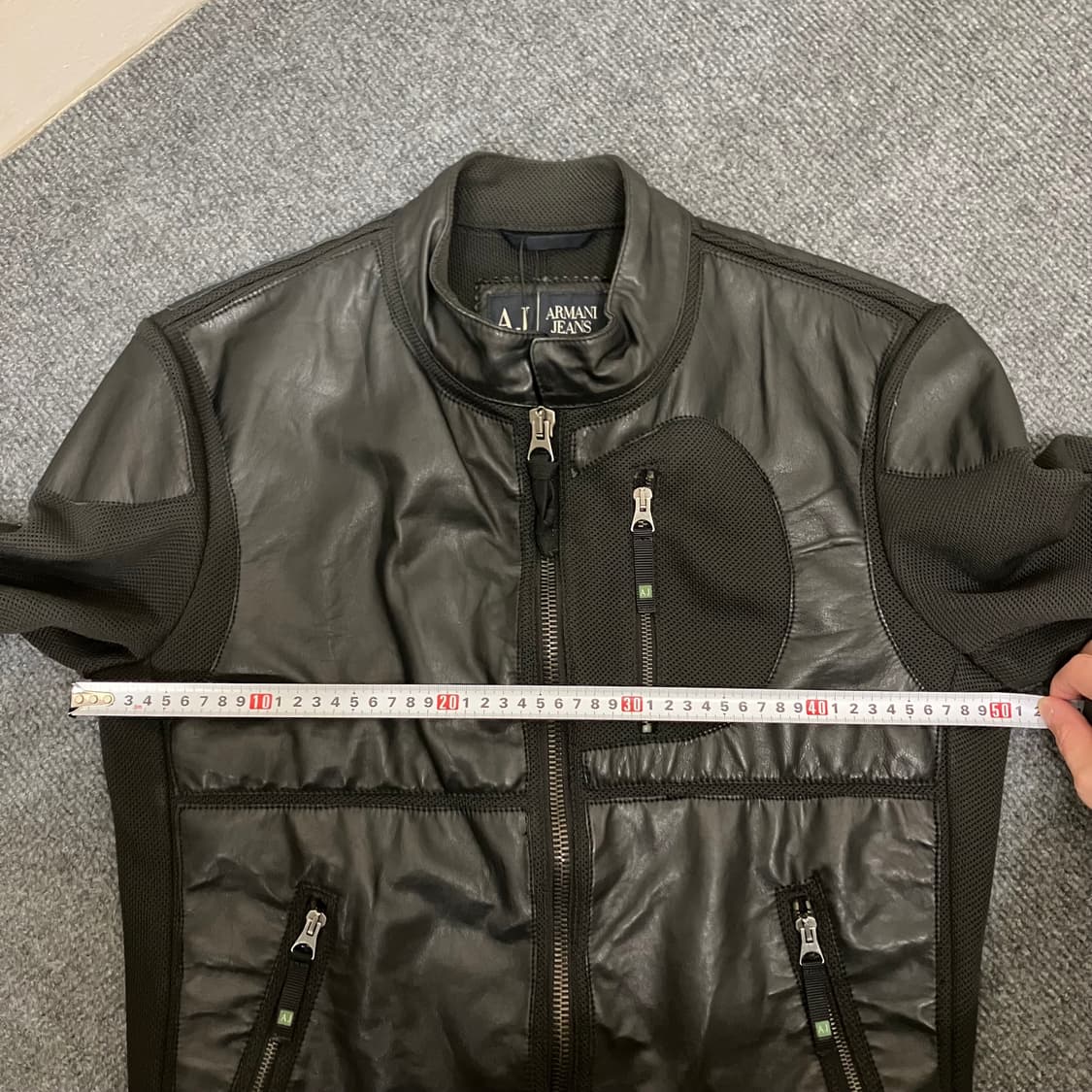 N87 알마니 아르마니 메쉬 가죽 레더 바이커 자켓 상품이미지9
