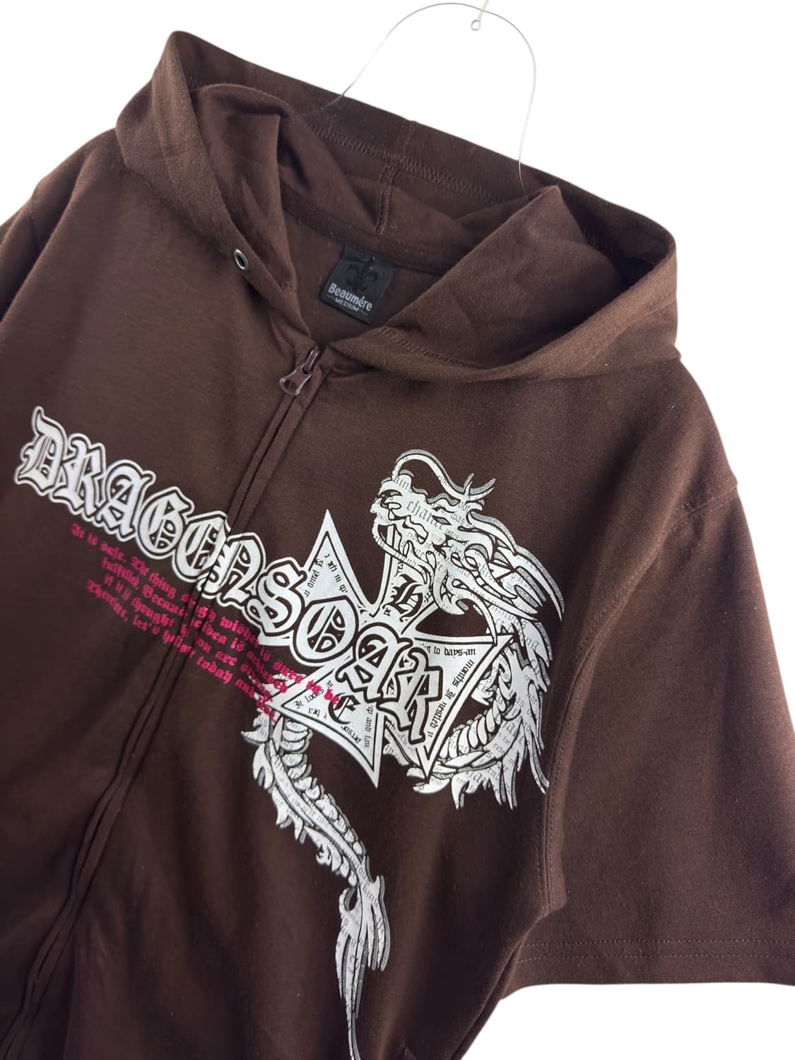 JPN Y2K 브라운 드래곤 반팔 후드집업1180 상품이미지3