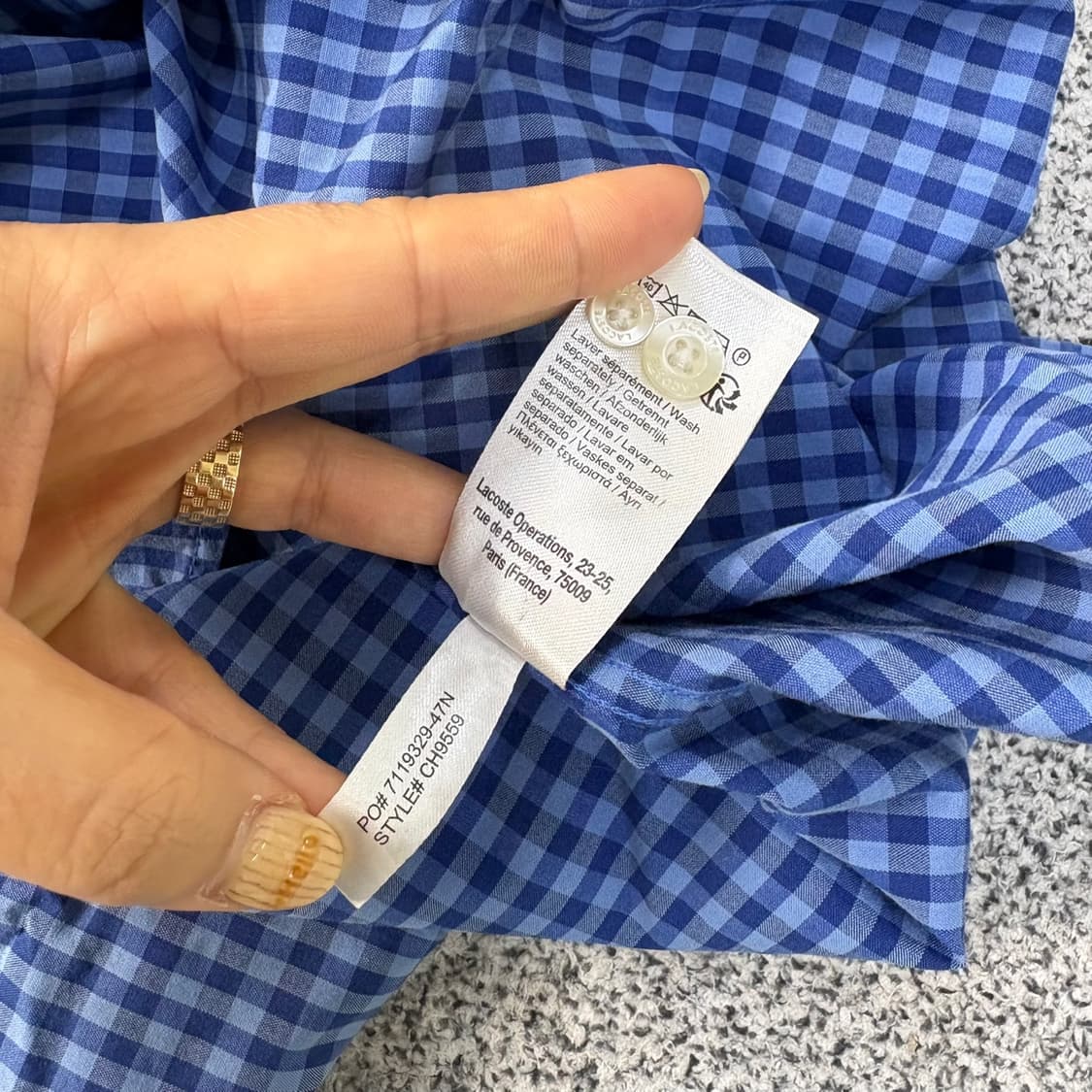 L 라코스테 남성 체크 긴팔 셔츠 남방 0423J 상품이미지5