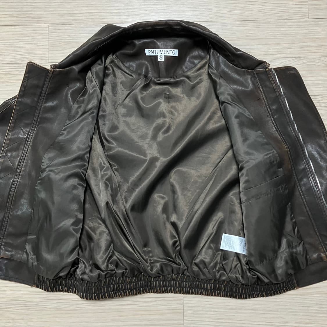 [Partimento] 파르티멘토 워시드 레더 보머 자켓 브라운 상품이미지5