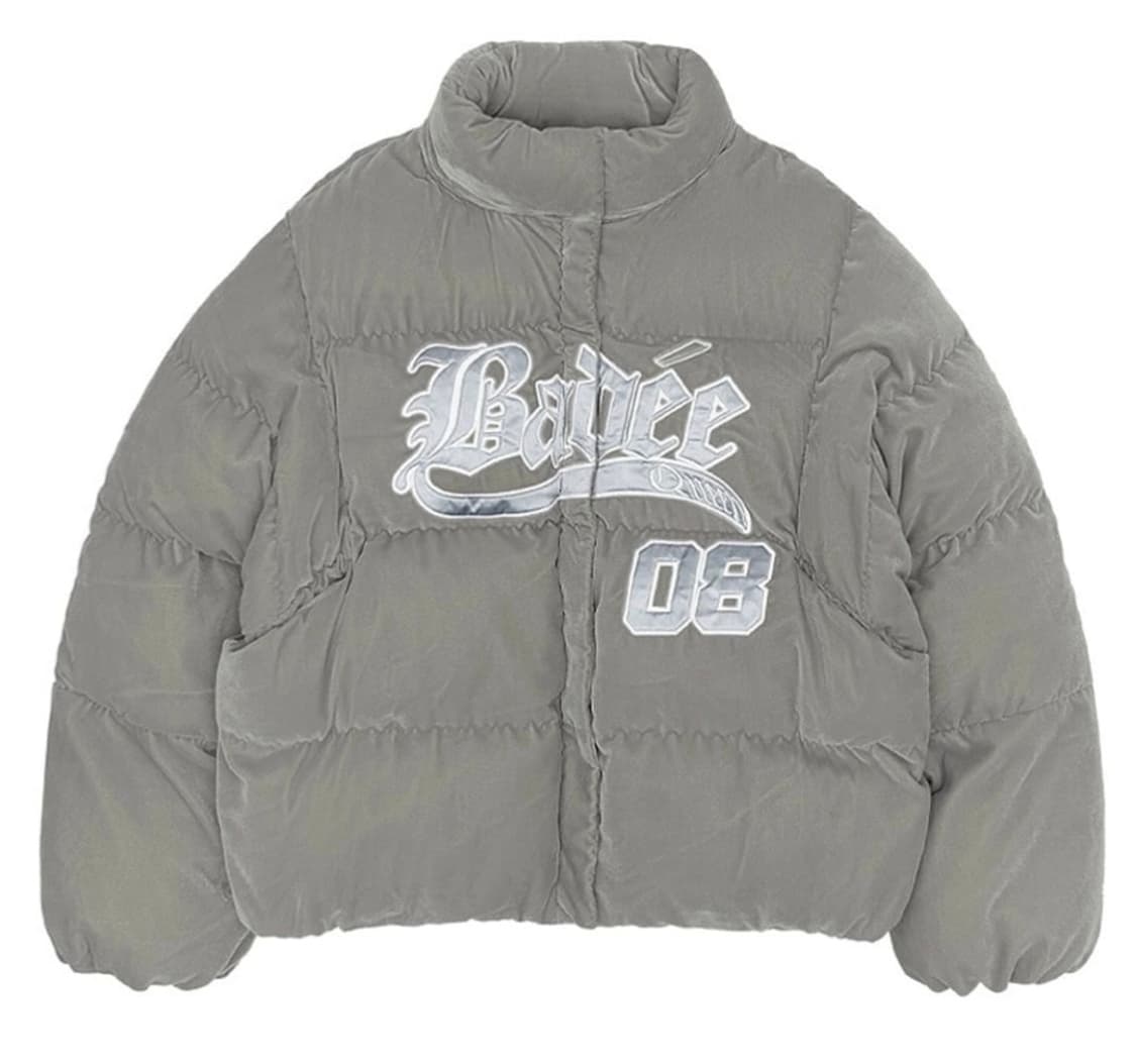 Badee 배디 벨루어 바시티 패딩 실버 상품이미지2