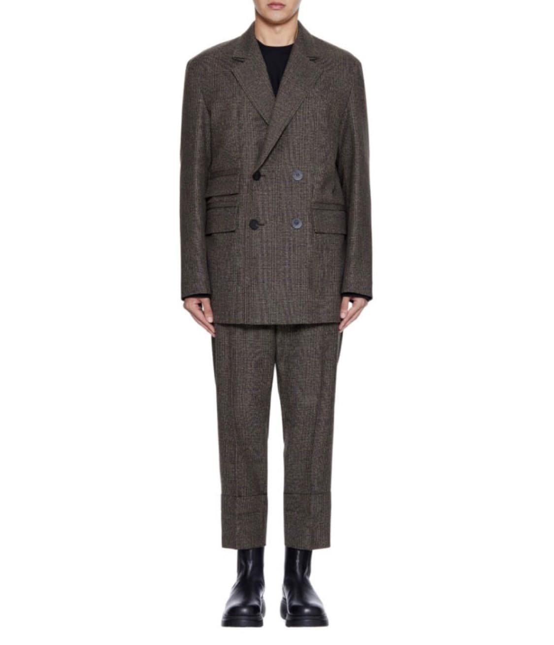우영미 22fw 메인체크 셋업 브라운 50, 50 상품이미지4