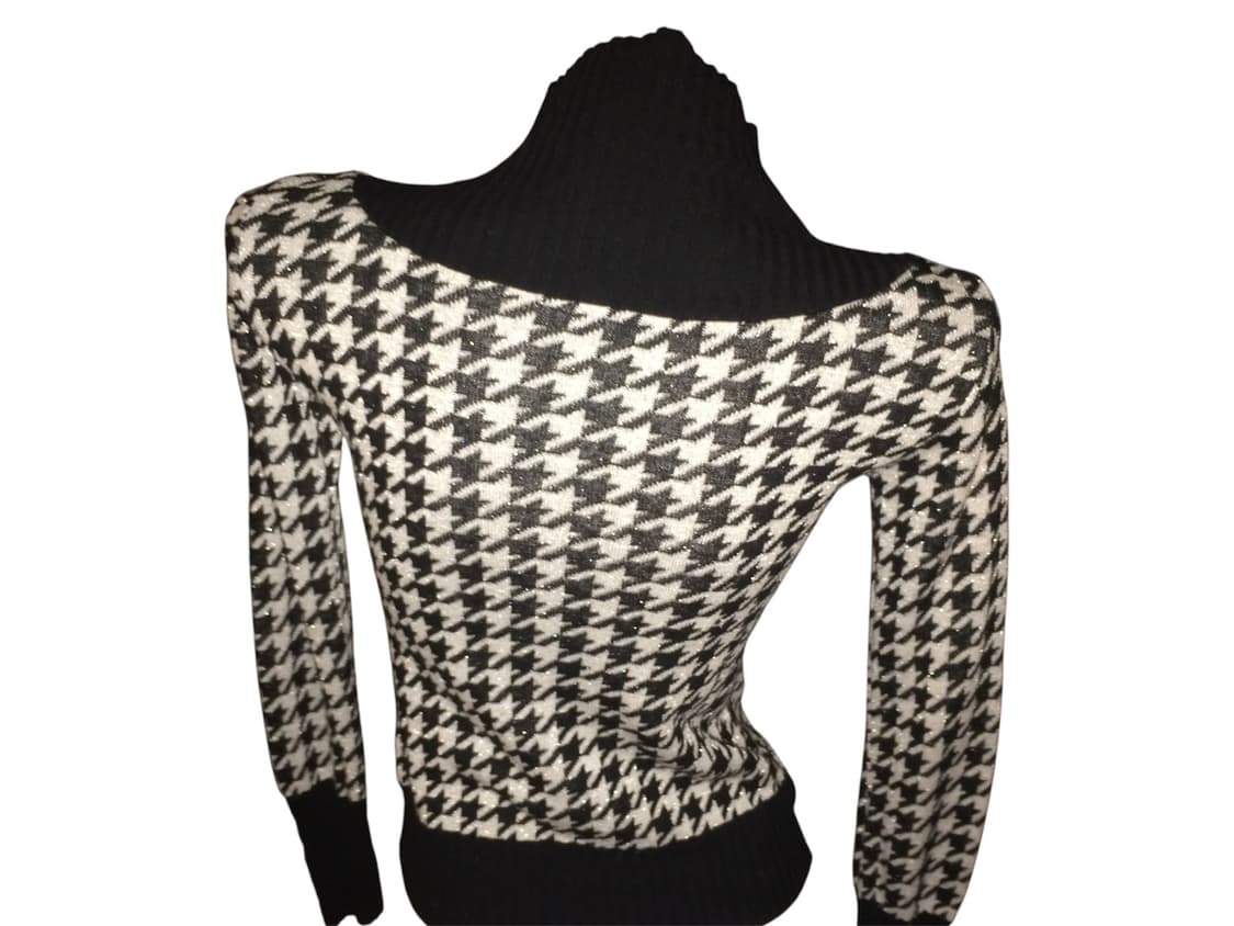 y2k 갸루 하운드투스 체크 글리터 니트 가디건 상품이미지4