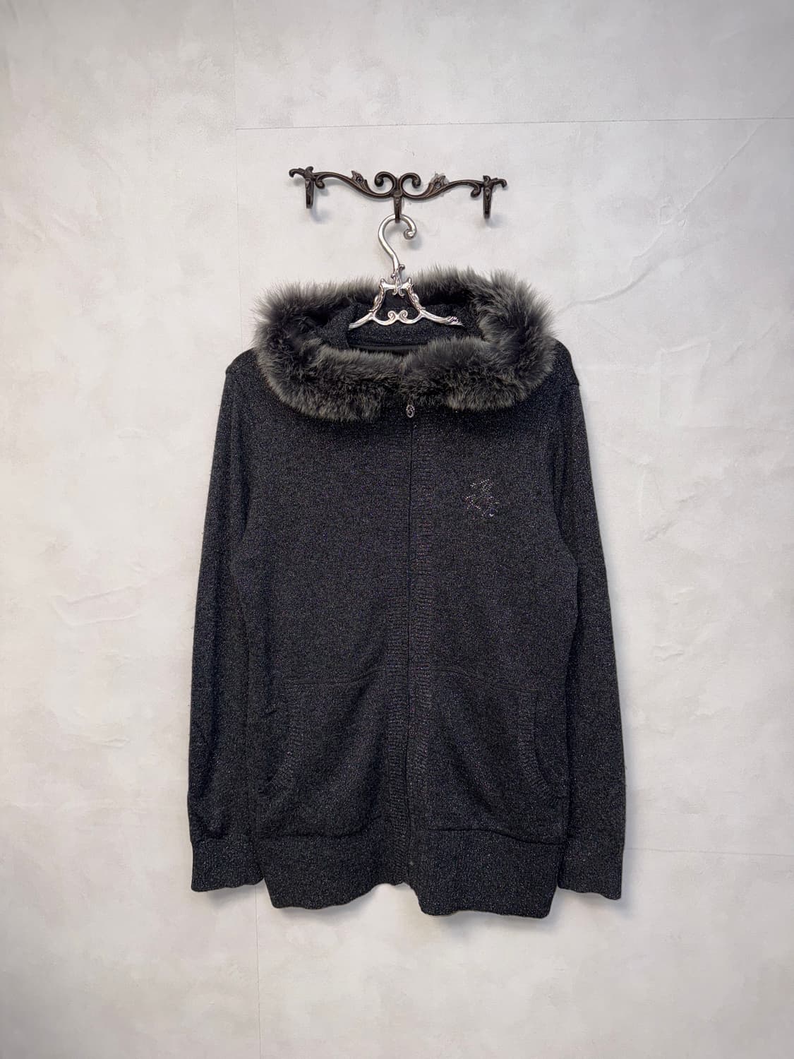 Charcoal fox fur trimming two ways ops 상품이미지4