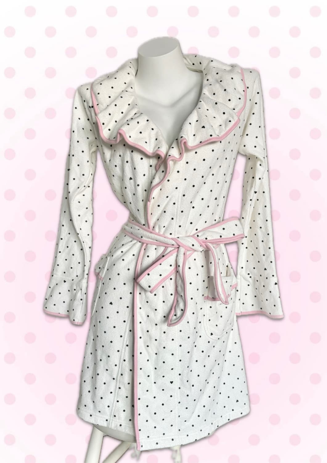 히메갸루 흰핑 도트 로브 샤워가운 헤이세이 방꾸템 핀터레스트 상품이미지1
