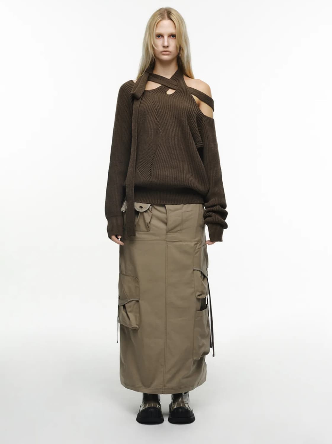 STRAP CARGO MAXI SKIRT VINTAGE BEIGE 상품이미지1