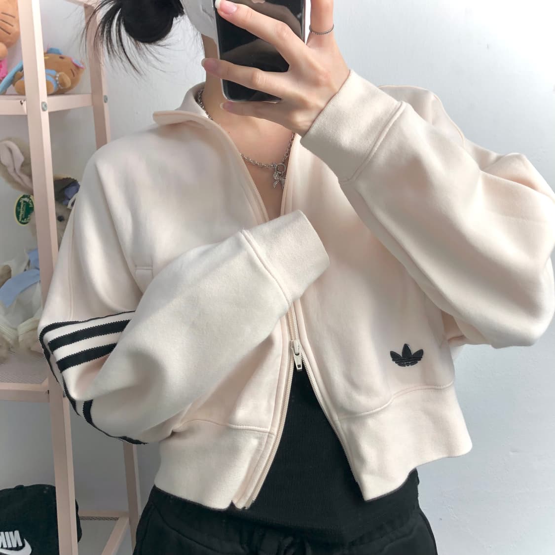 아디다스 크림 투웨이 크롭 면집업 상품이미지2