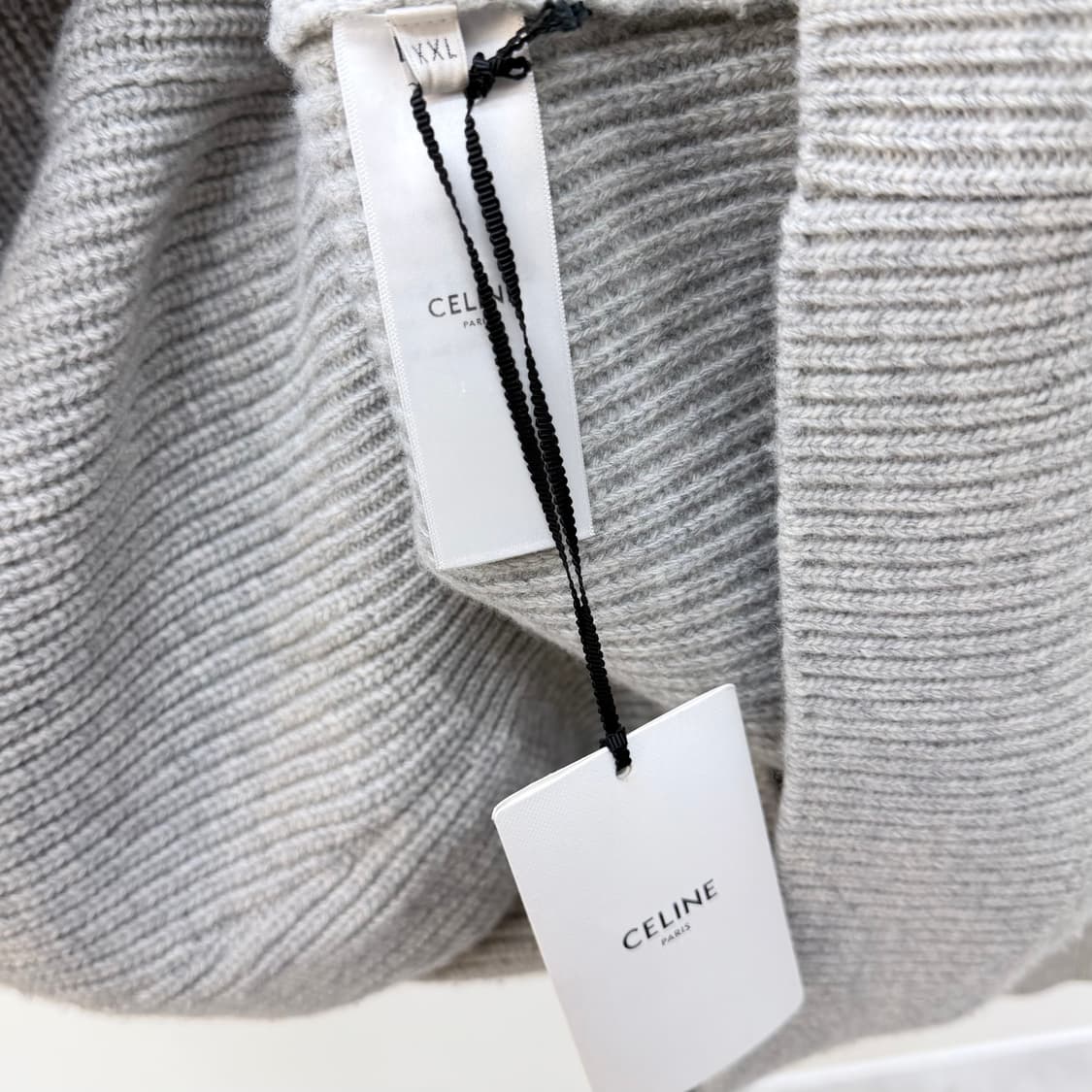 [S+급/2XL] 셀린느 리브드 울 니트 후드티 그레이 상품이미지6