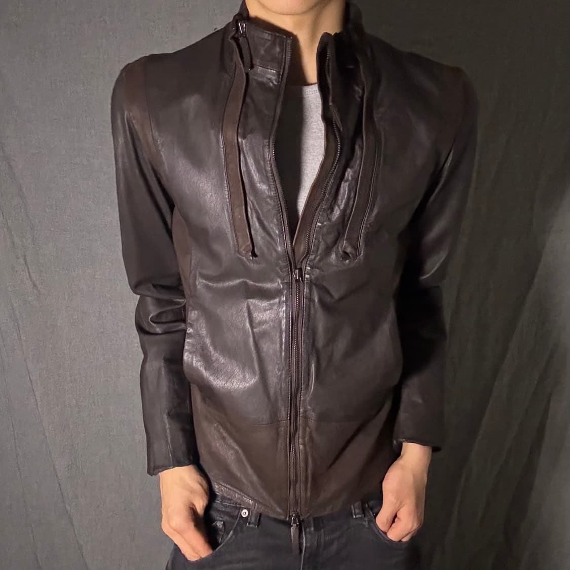 우영미 슬림핏 염소가죽 자켓 상품이미지4