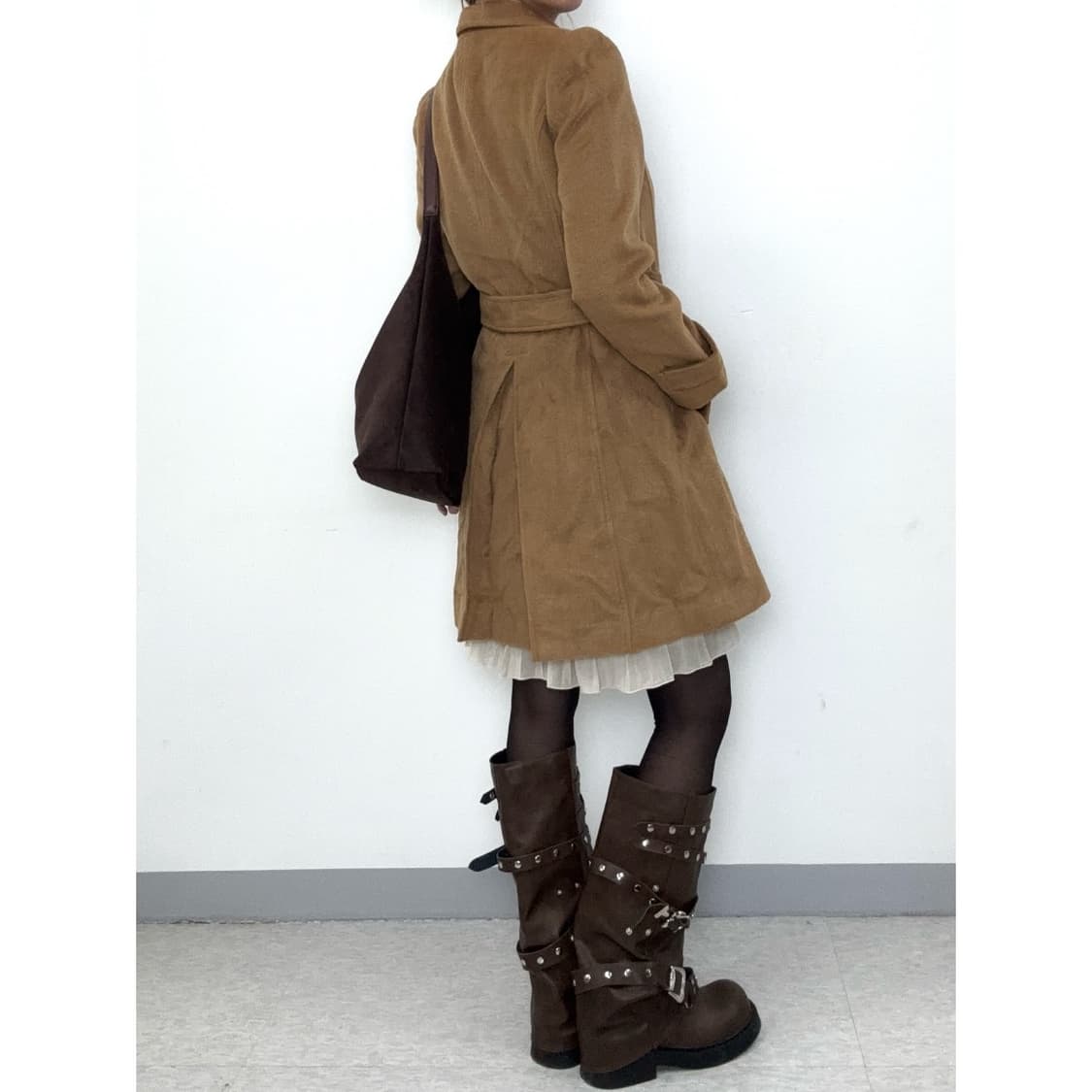 빈티지 브라운 더블 코트 상품이미지4