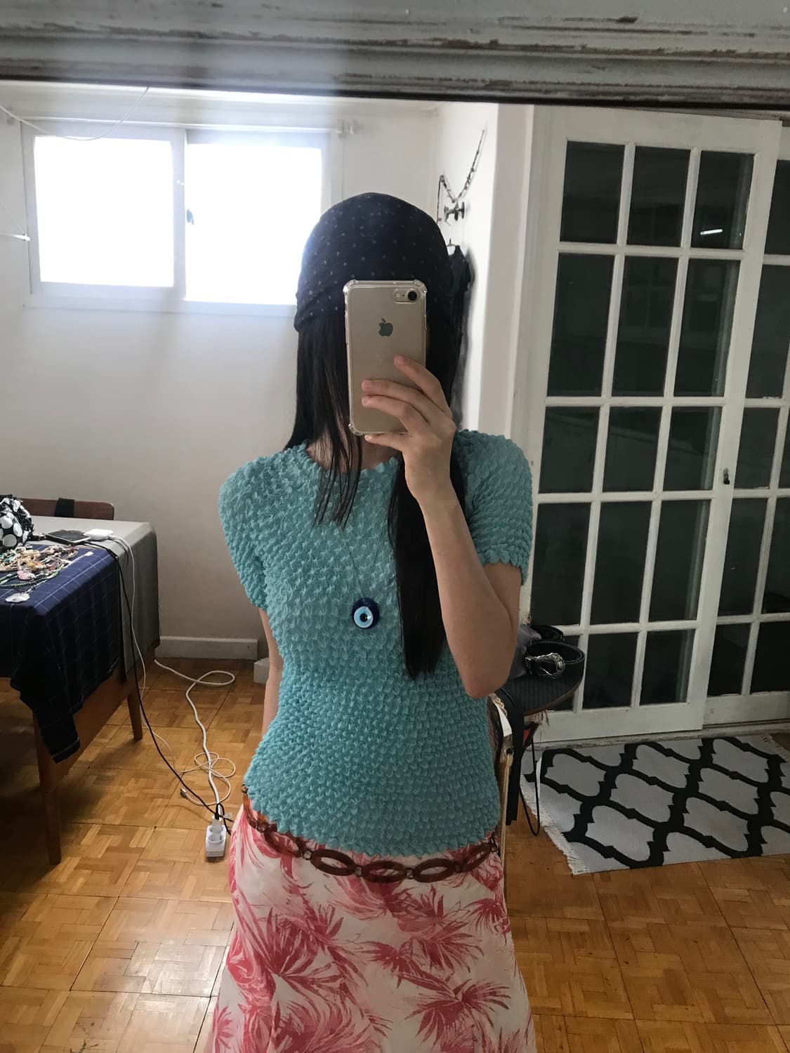  vintage blue popcorn top  상품이미지4