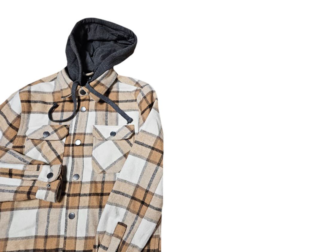 스트릿 체크 누빔 후드 자켓 상품이미지2