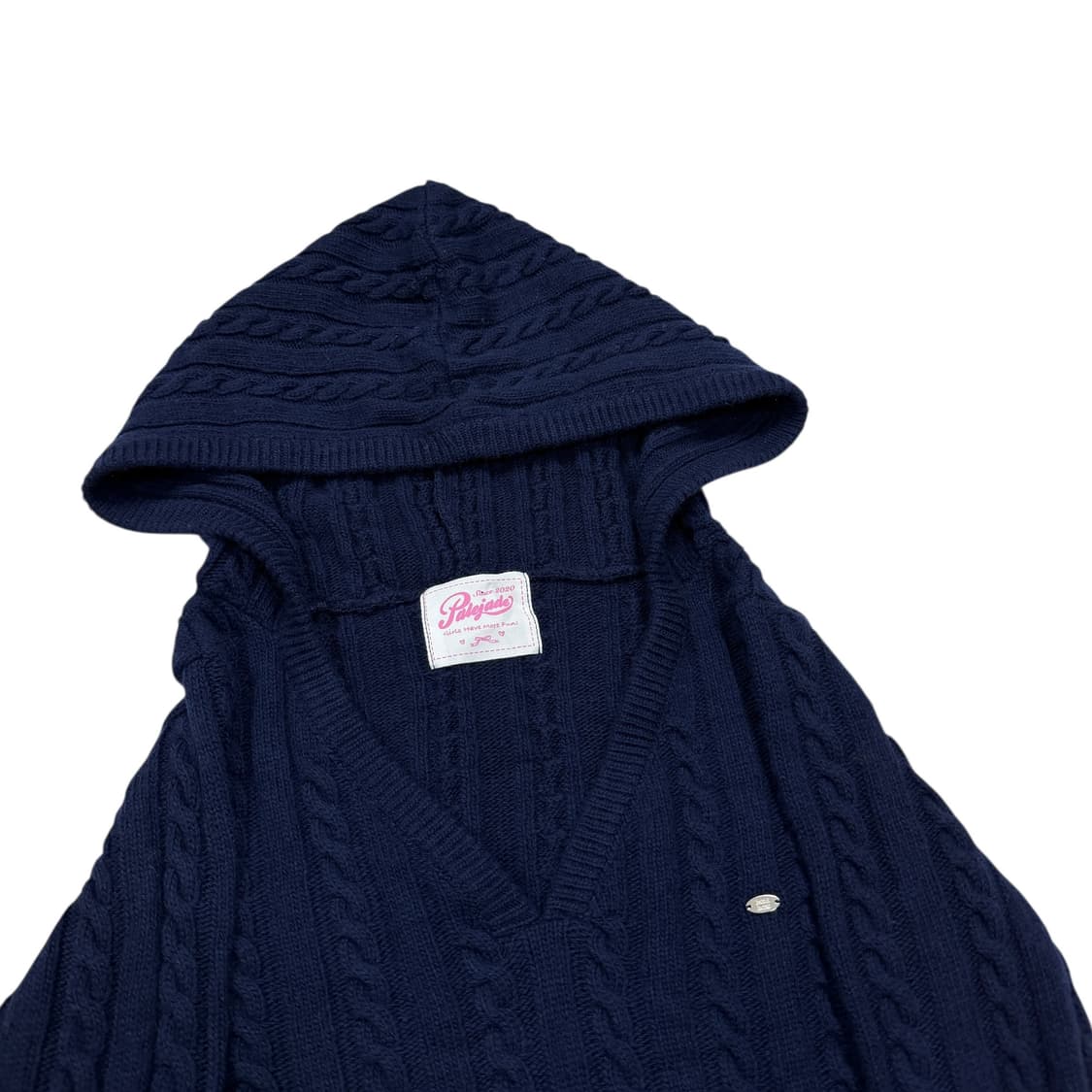 페일제이드 케이블 브이넥 후디드 니트 후드티 네이비 상품이미지2