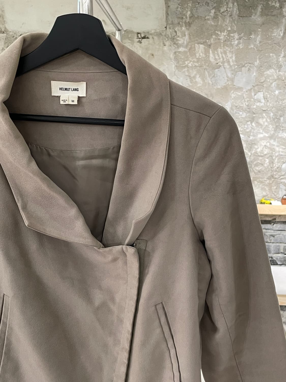 헬무트랭 베이지 레더 바이커 자켓 상품이미지3