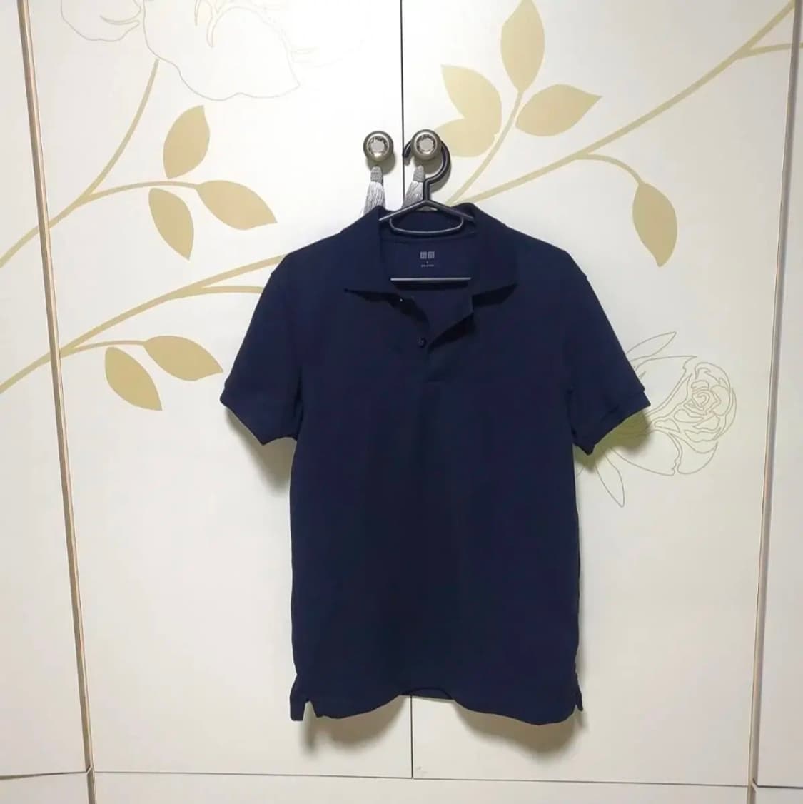 유니클로 기본심플 카라티 네이비 여성카라반팔티 s 피케티셔츠 상품이미지1