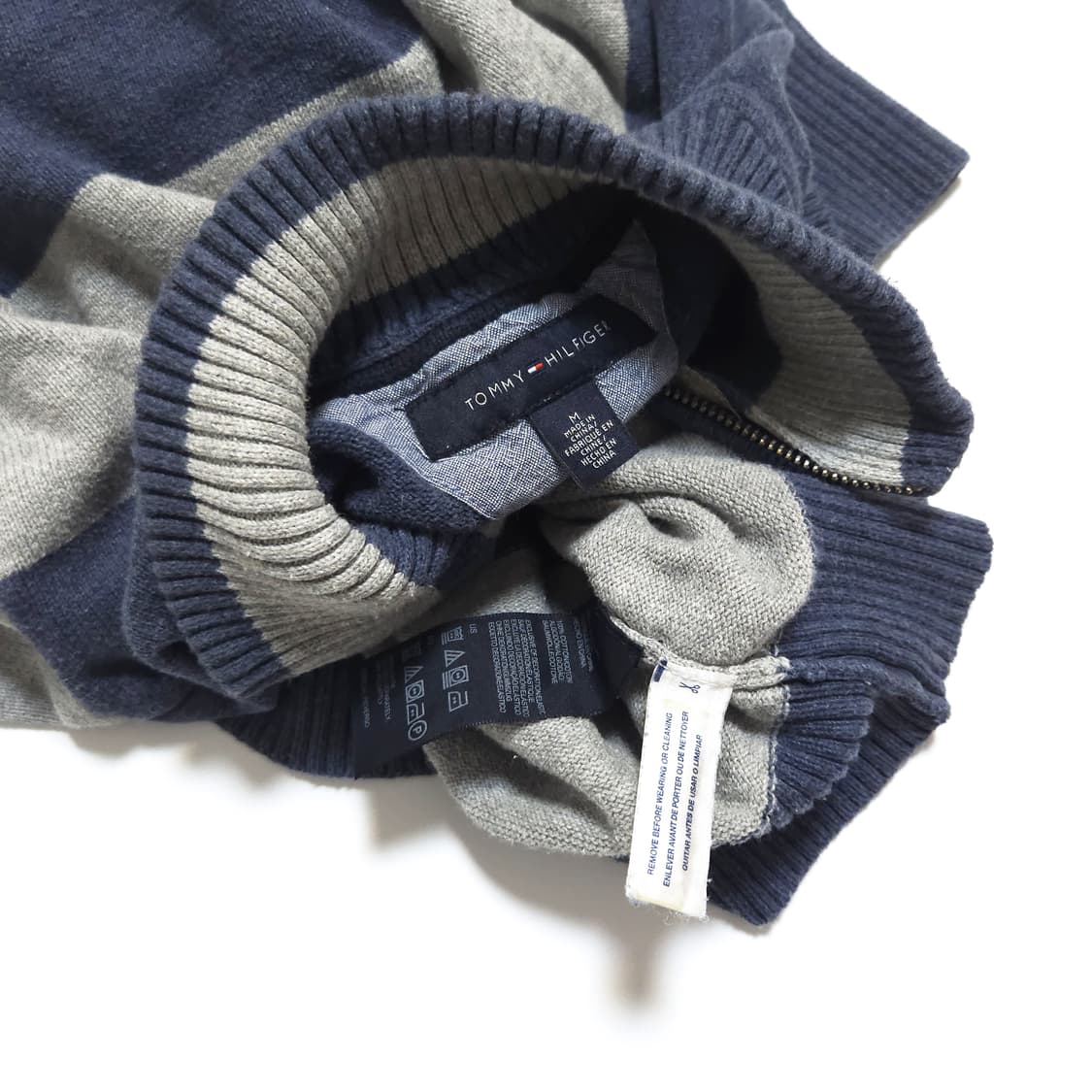 타미힐피거 스트라이프 코튼 하프 집업 니트 상품이미지5