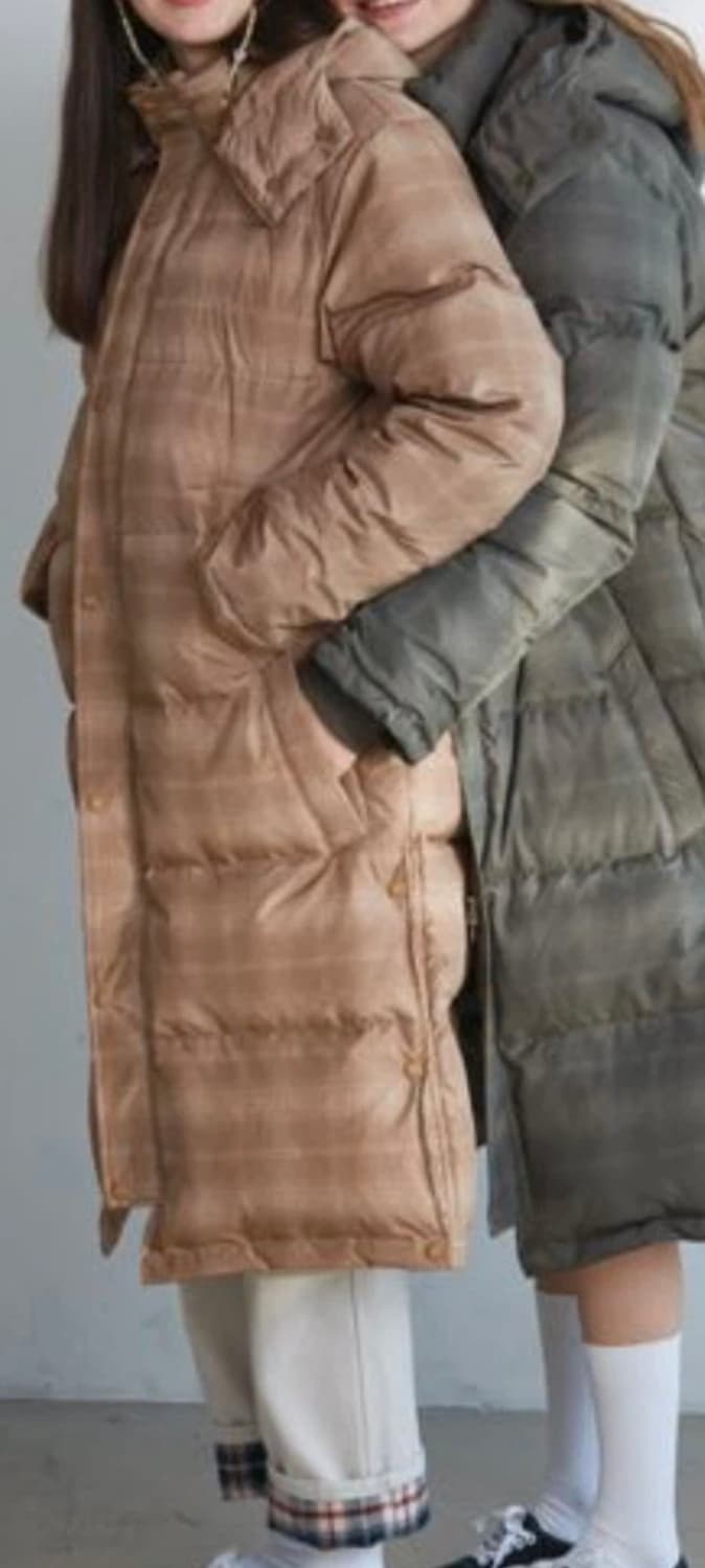 스컬프터 덕다운 체크 롱패딩 상품이미지8