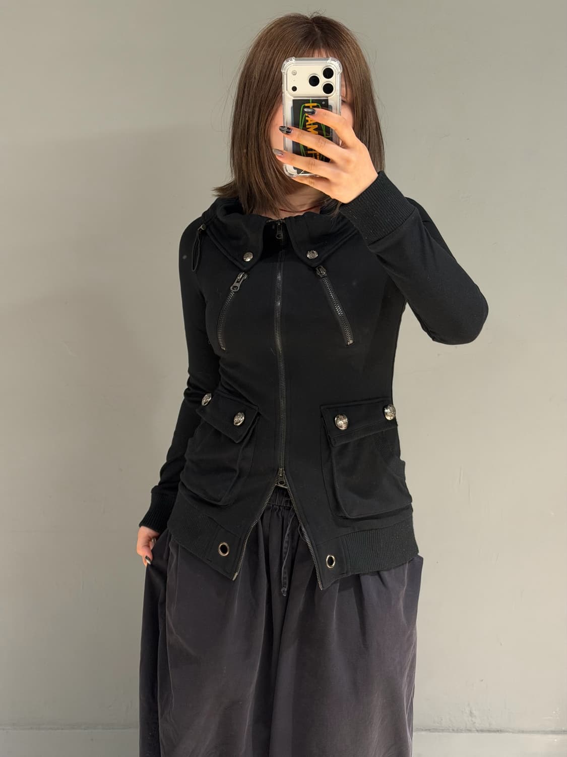 high-neck & wide collar detail zip-up 상품이미지1