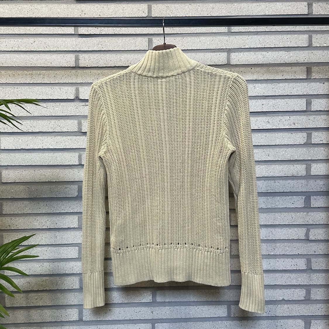 JPN VINTAGE 하이넥 골지 니트집업 미드게이지 디테일 아이보리 상품이미지3