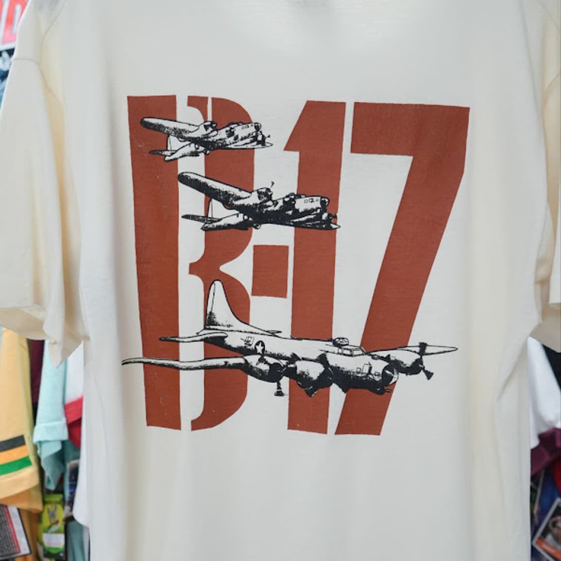 1990년대 빈티지 싱글 스티치 핀업걸 B-17폭격기 티셔츠 상품이미지6