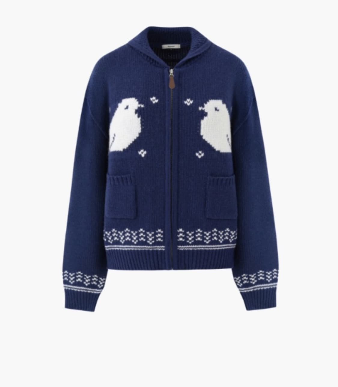 드파운드 헤비 자카드 니트 집업 코위찬 (카리나 착용) 상품이미지5