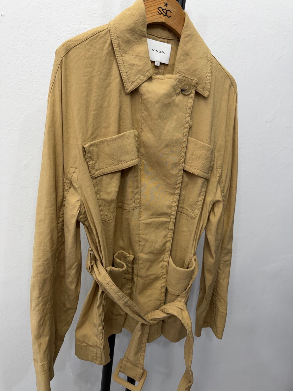 정품) VINCE 빈스 카키색 벨트 자켓 S  상품이미지2