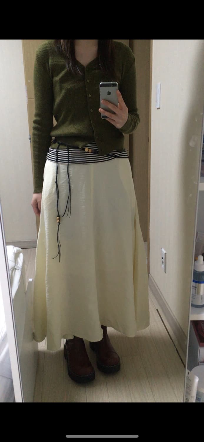 Cream Slit Maxi Skirt 상품이미지6