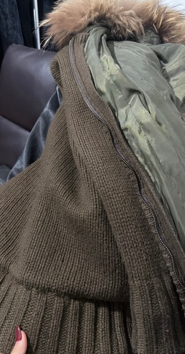 KOOLHAAS 털 트리밍 니트 점퍼 카키색상 상품이미지4