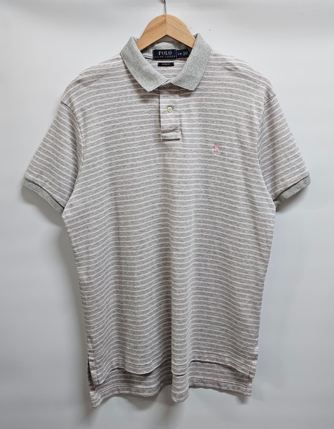 폴로랄프로렌 스트라이프 핑크포니 반팔카라티 L 상품이미지1