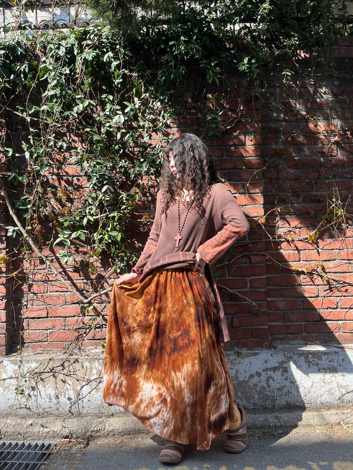 빈티지 타이다이 패턴 롱 스커트 상품이미지2