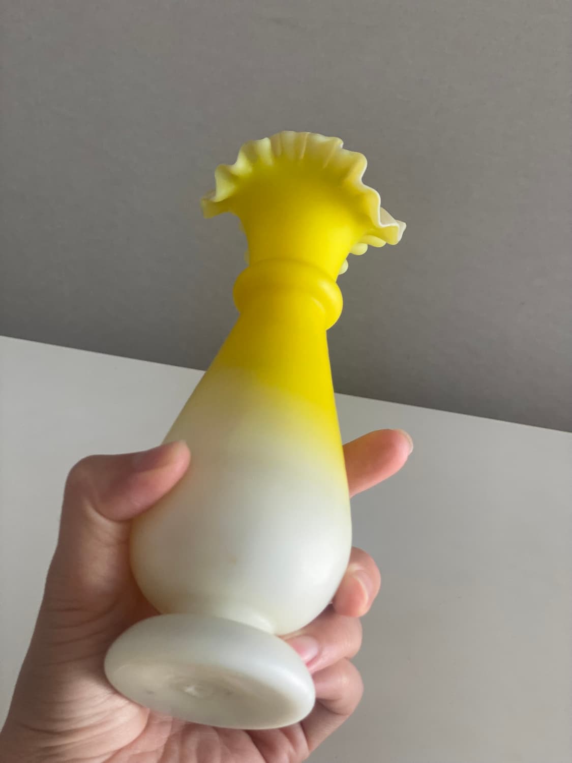 일본 유리 화병 노란색 옐로우 빈티지 상품이미지7