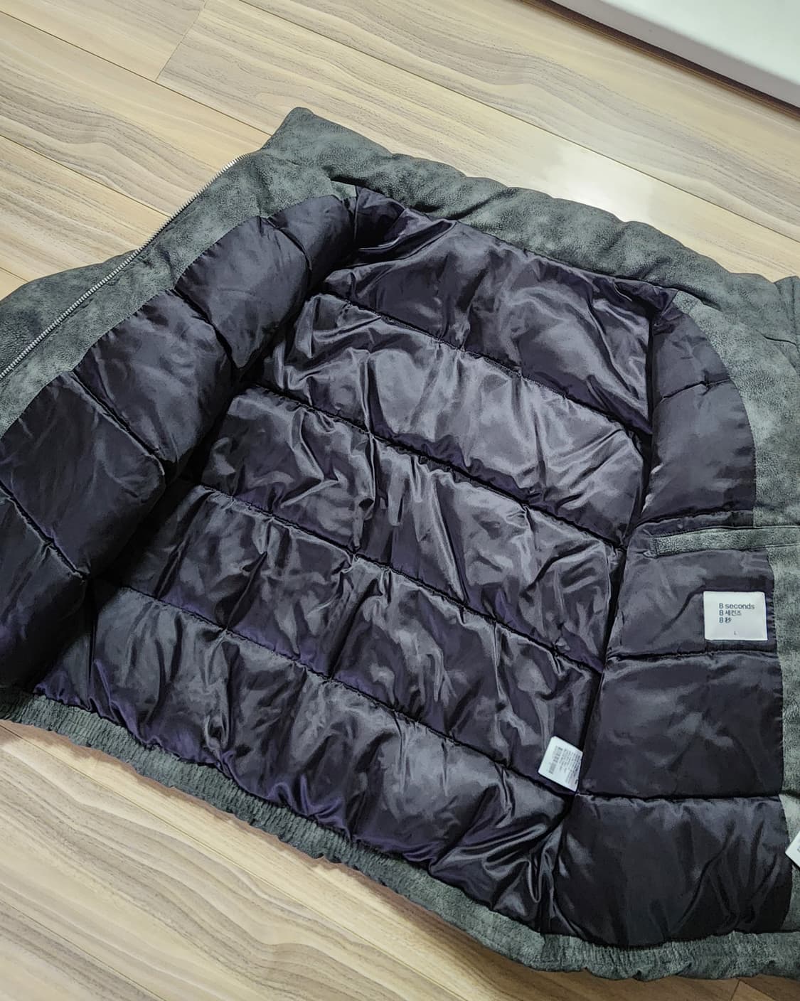 에잇세컨즈레더패딩점퍼L그레이가죽패딩 상품이미지5