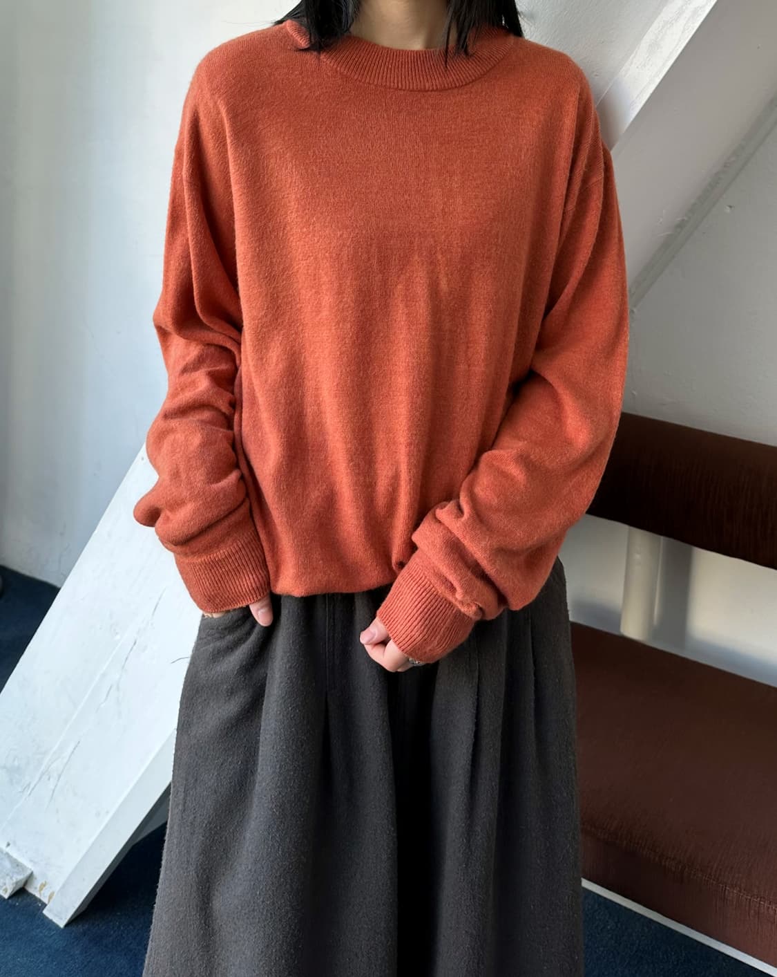 Wide rib neck carrot knit 상품이미지7