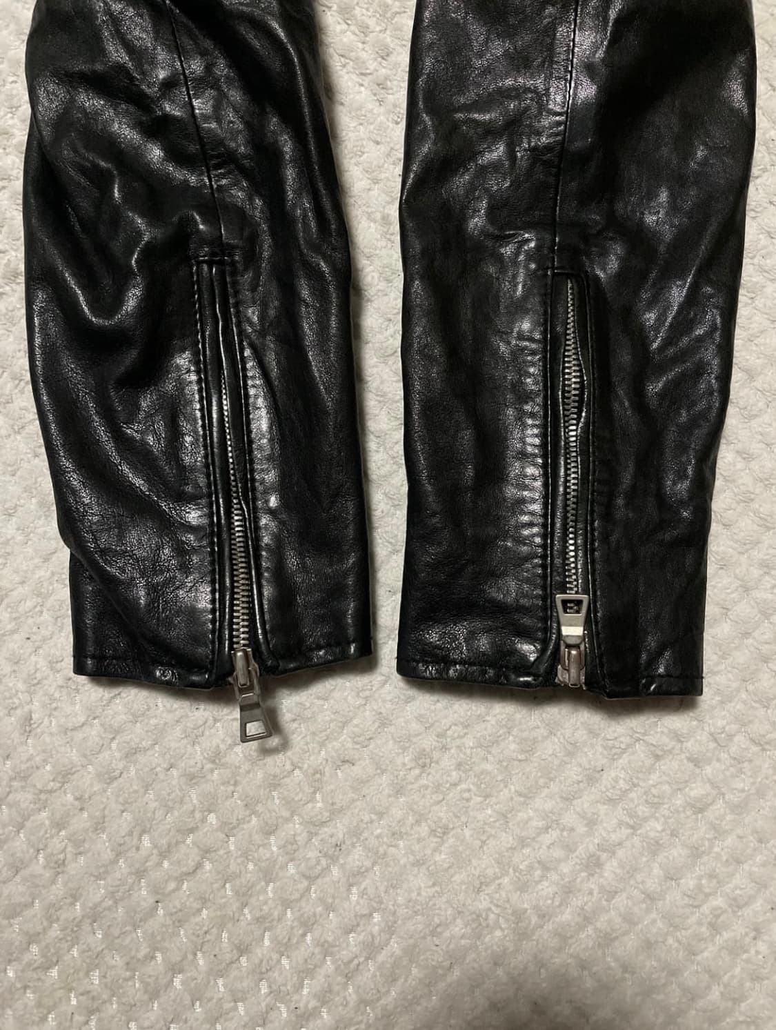 웨스턴 무드 이태리 램스킨 양가죽 바이커 절개 레더 자켓 상품이미지5