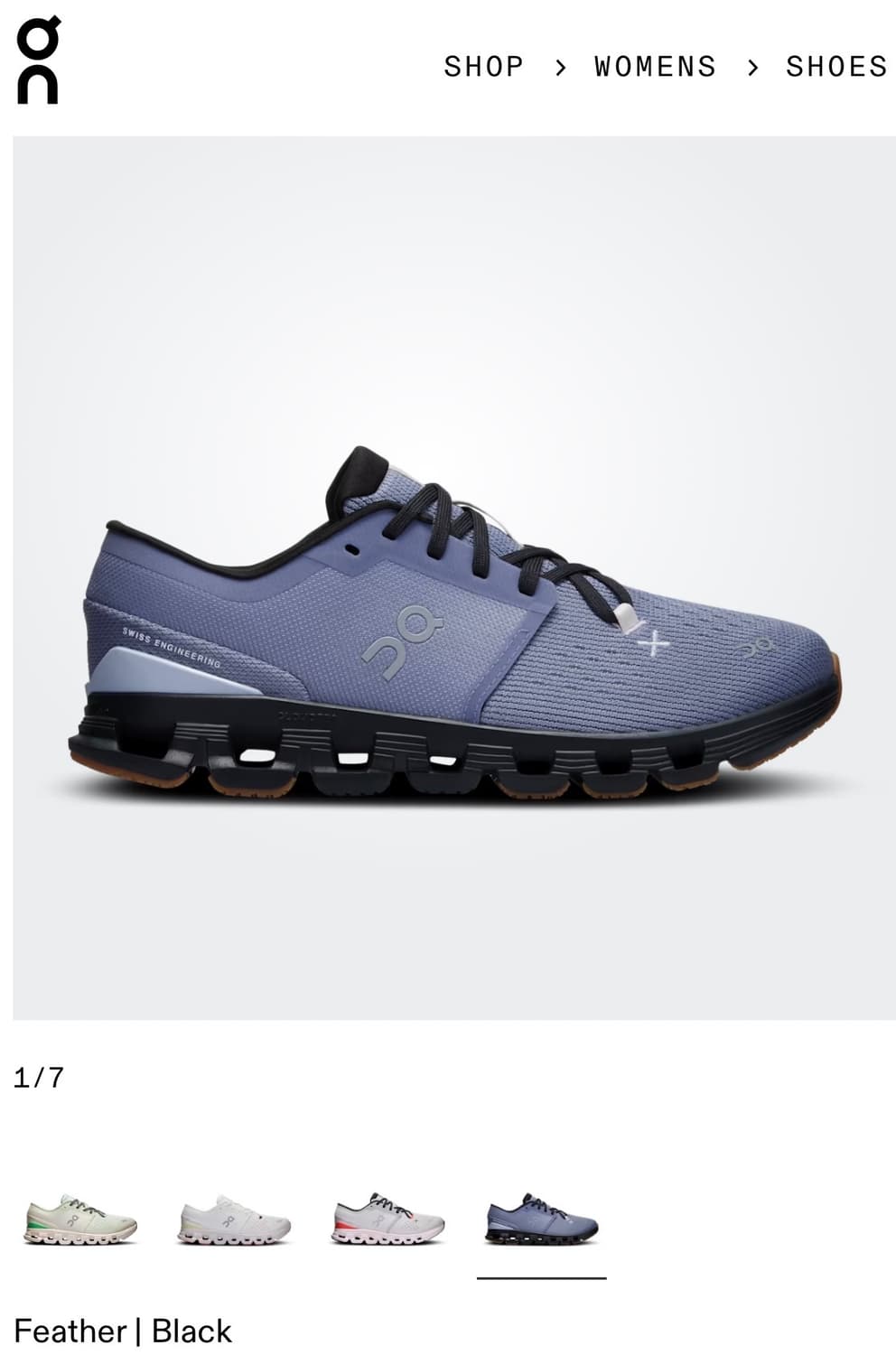 온 러닝 클라우드 X 4 페더 블랙 상품이미지1