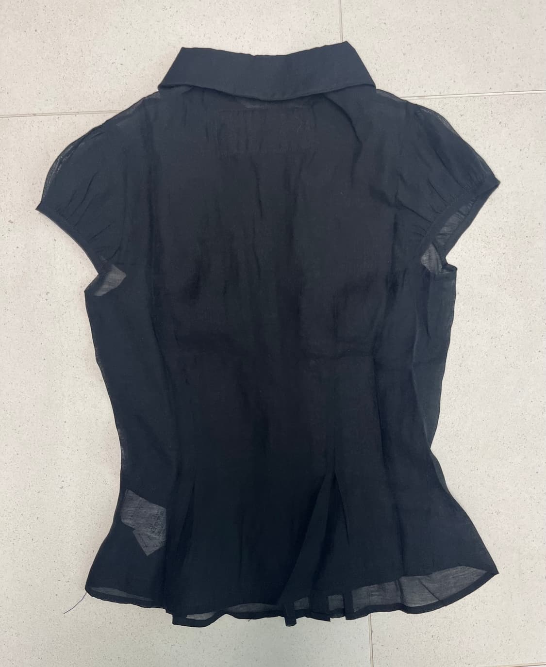 스컬프터 Sheer Pleated Hem Blouse Black 상품이미지6