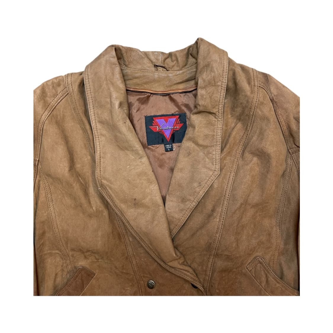 (W-L) 유럽빈티지 브라운 워싱 벨티드 레더 자켓 OJ-015 상품이미지2