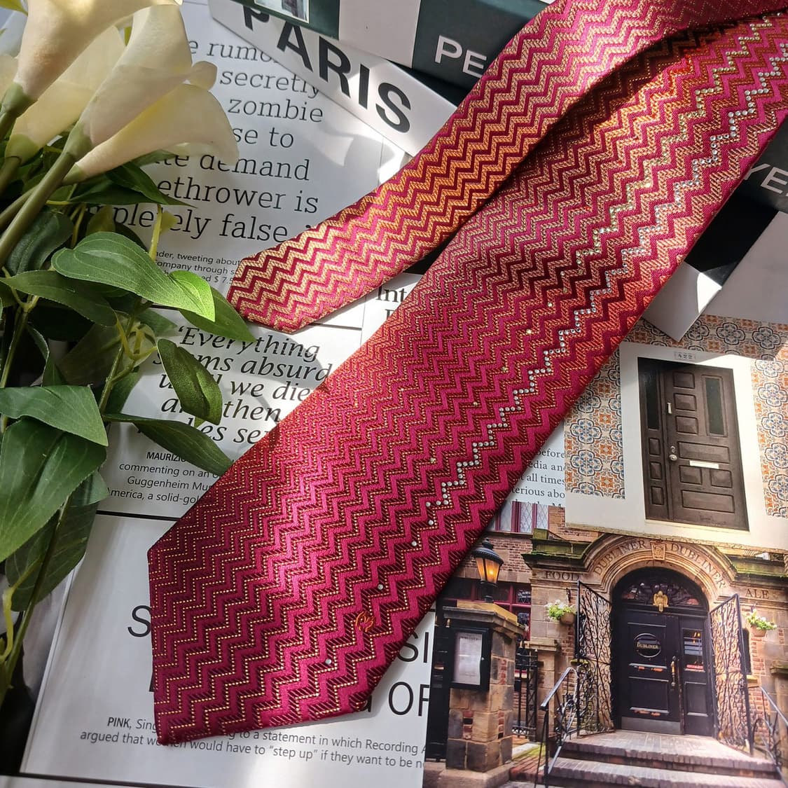 밀라숀 실크 레드 패턴 넥타이 8.6cm S~A+등급 e811
 상품이미지4