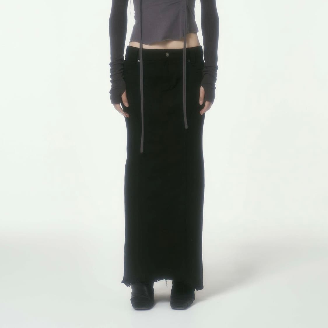 bonnae 본네 워시드 데님 스커트 블랙 상품이미지1