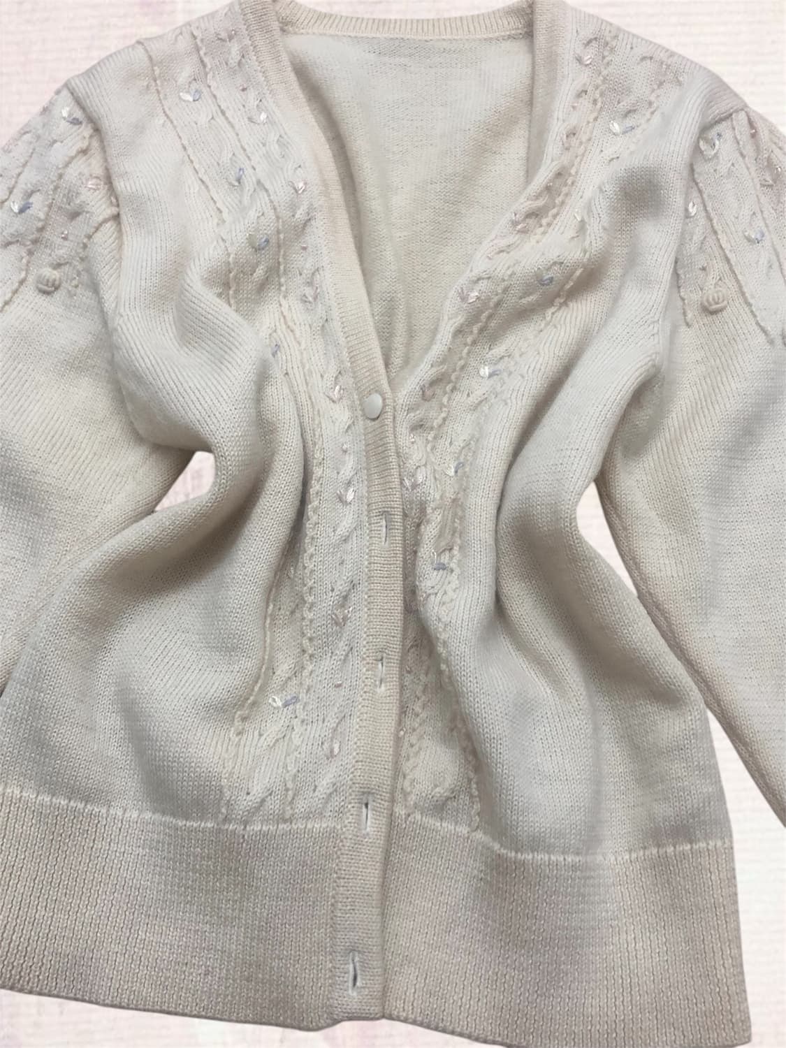 빈티지 모리걸 자수 니트 가디건 리즈리사 엑시즈팜 히메갸루 라떼갸루 상품이미지2