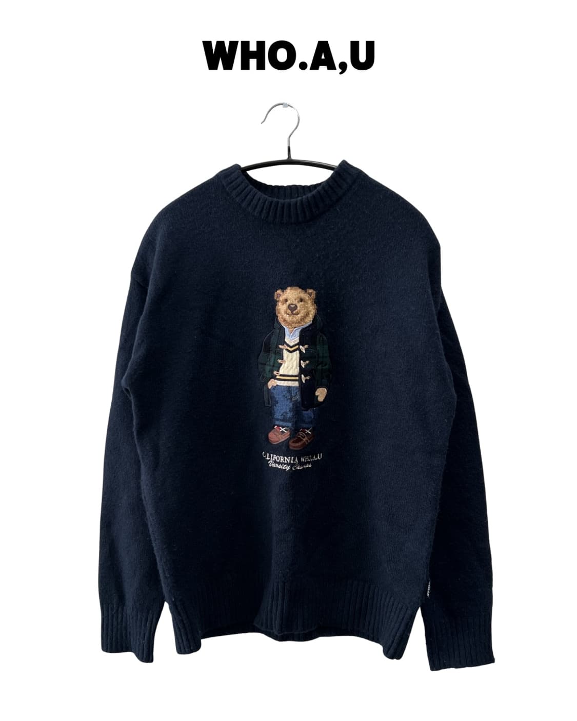 후아유 베어 니트 네이비 상품이미지1