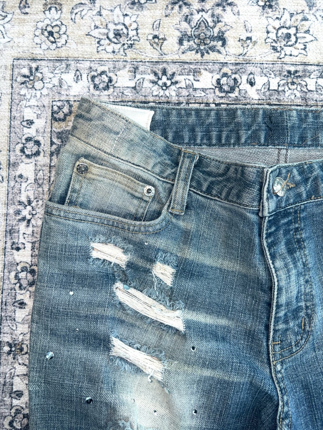 빈티지 디스트로이드 큐빅 스터드 플레어진 로우라이즈 팬츠 상품이미지6