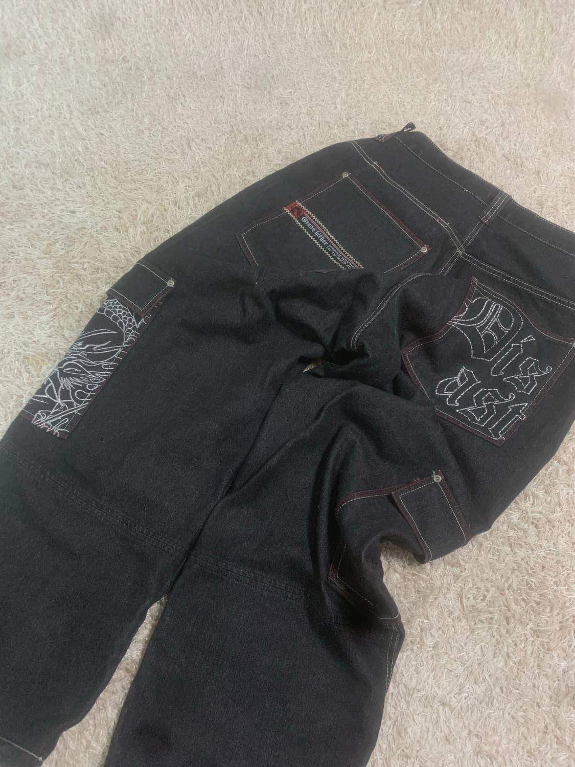 와이드 드래곤 자수 데님 상품이미지1