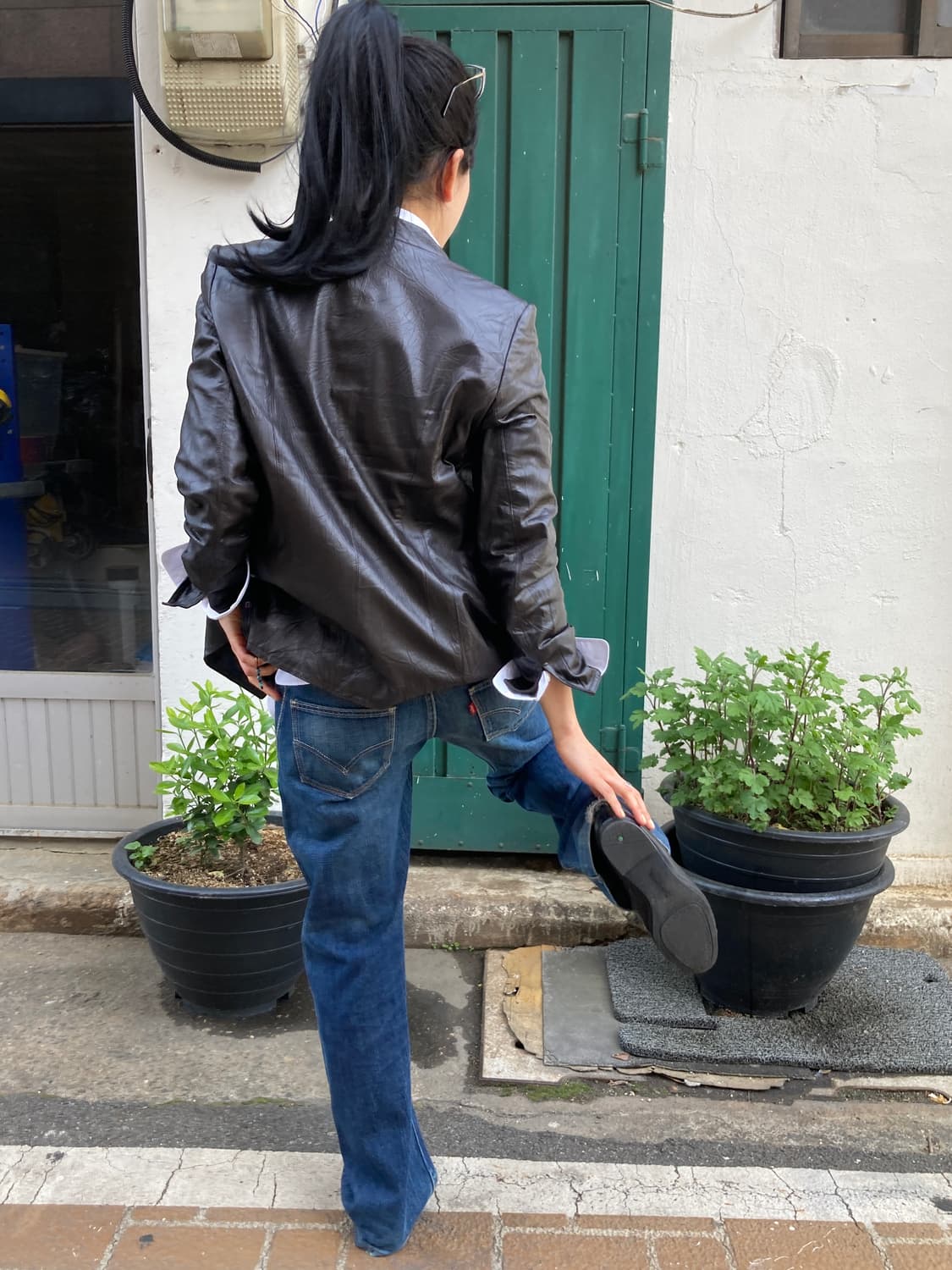 Levi’s 화이트 가죽탭 중청 데님 팬츠 상품이미지5