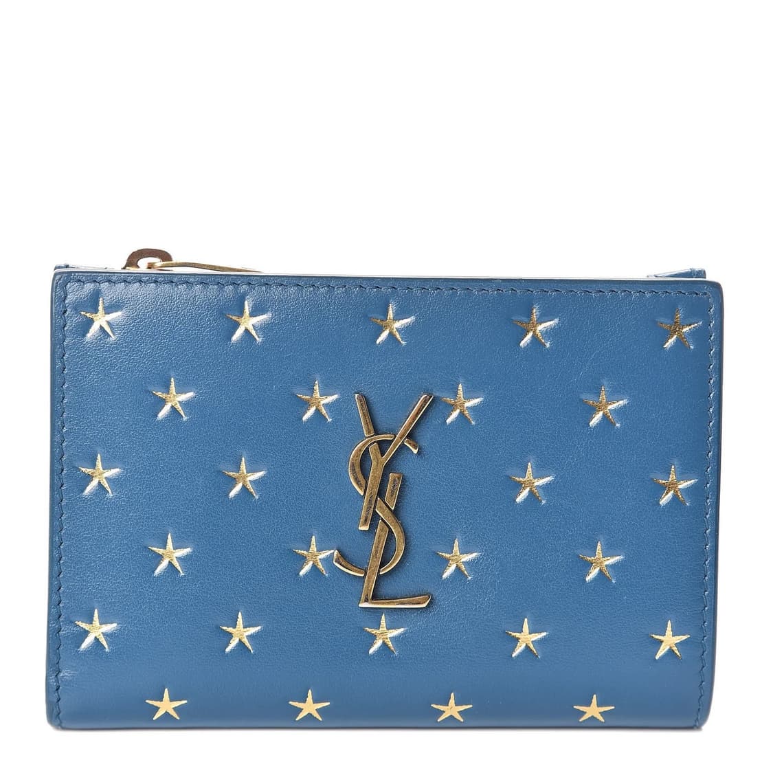 Ysl 입생로랑 스카이블루 스타 레더 반지갑 상품이미지1