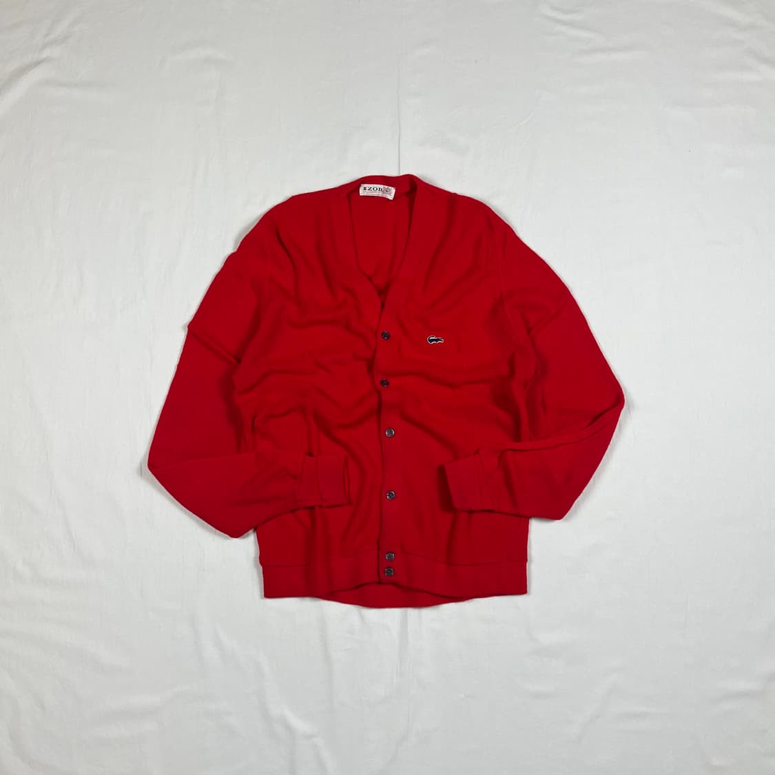 80‘s izod 라코스테 블루 로고 니트 가디건 상품이미지1