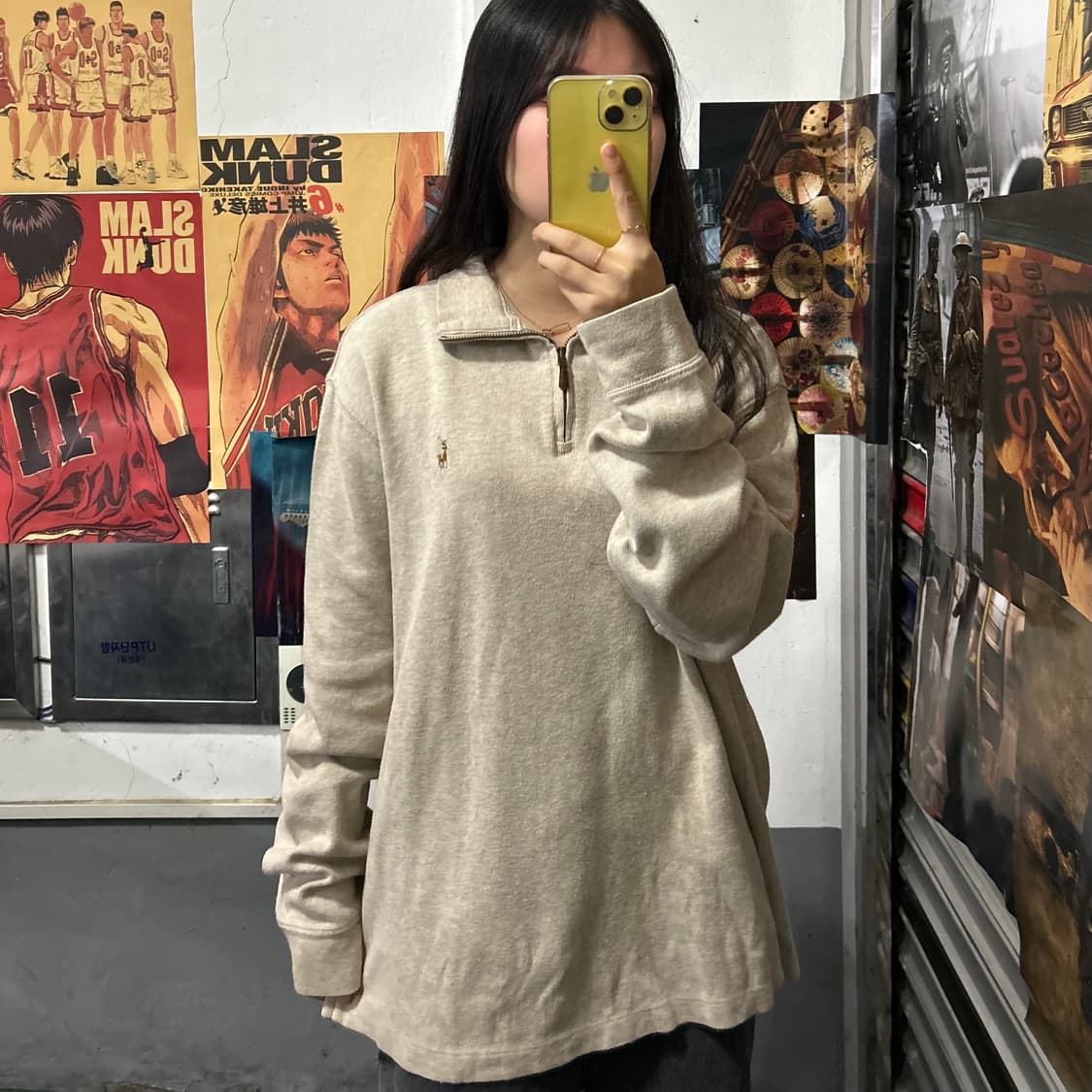 폴로 랄프로렌 아이보리 반집업 스위터 XL  상품이미지1