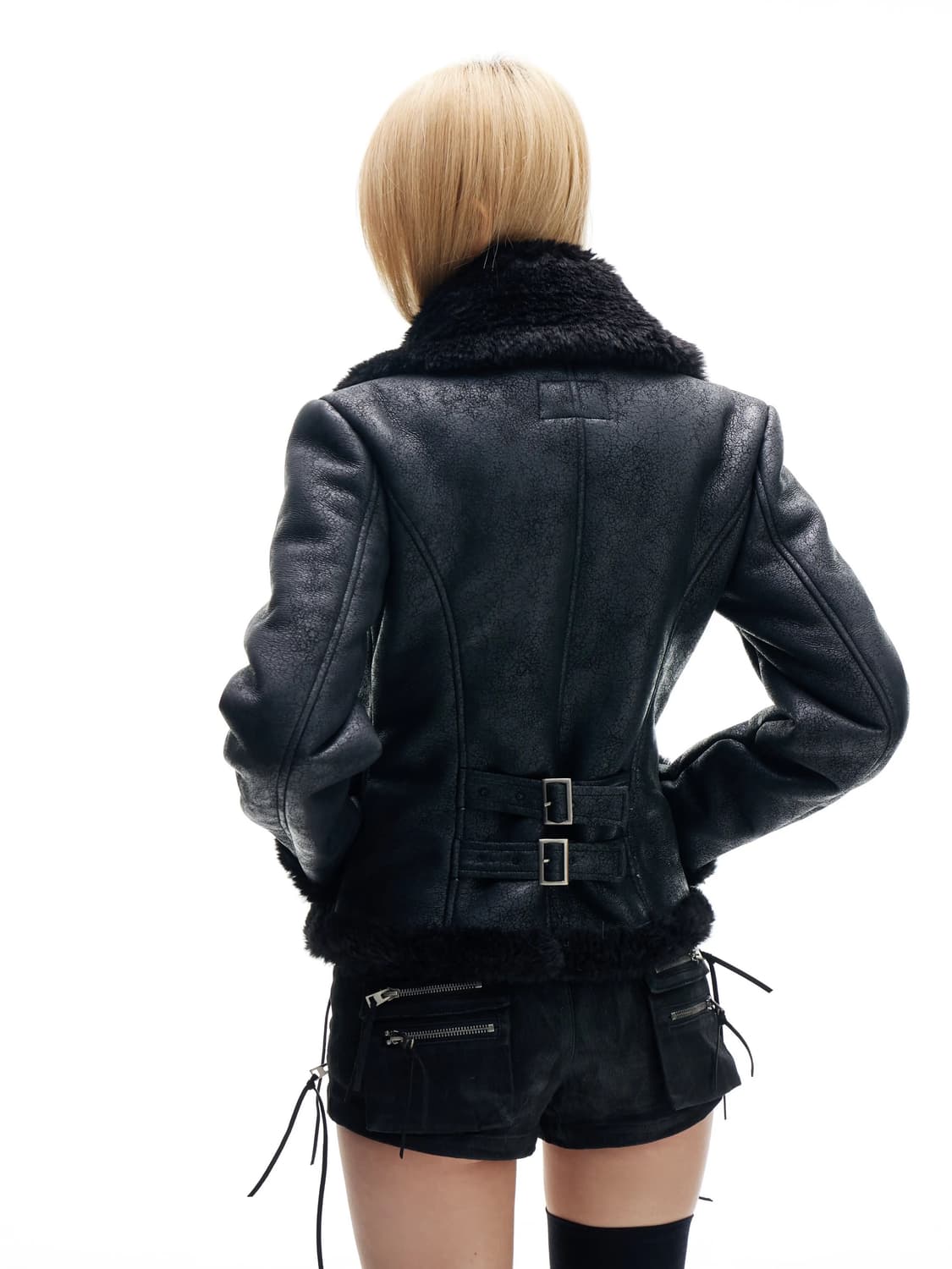 Fur High-neck Metal Buckle Jacket 상품이미지2